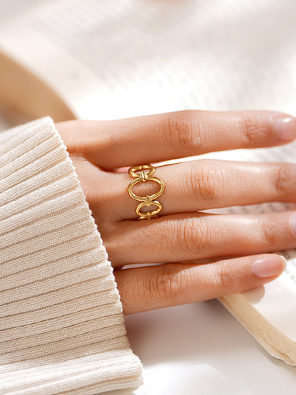 Demi Fine 18K Gold Plated Stainless steel Linked Oval Statement Ring
