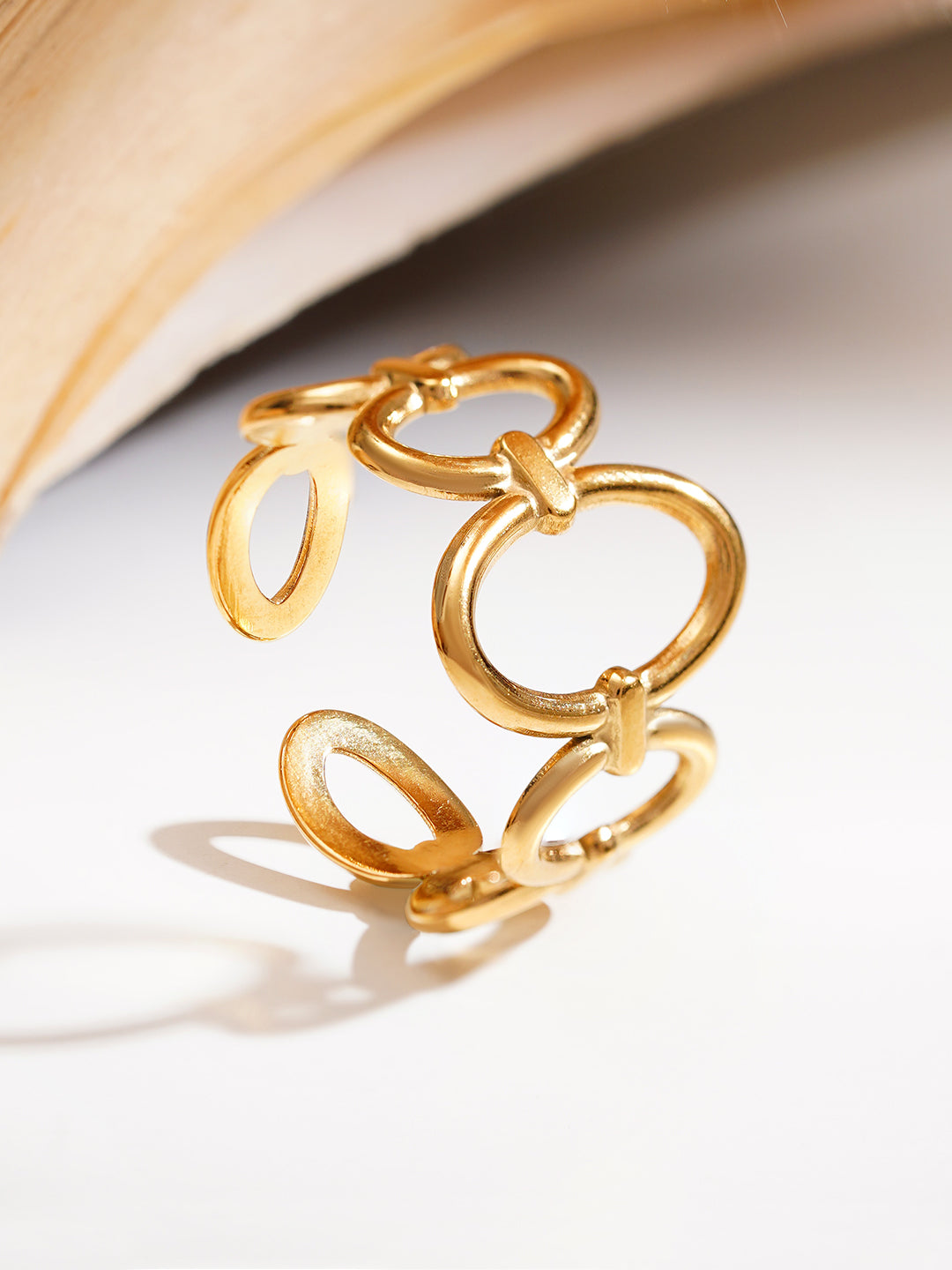 Demi Fine 18K Gold Plated Stainless steel Linked Oval Statement Ring