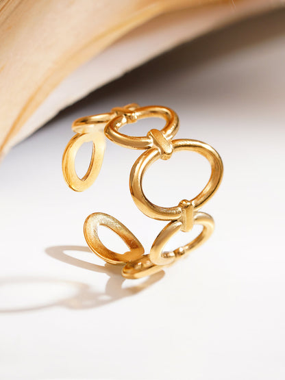 Demi Fine 18K Gold Plated Stainless steel Linked Oval Statement Ring