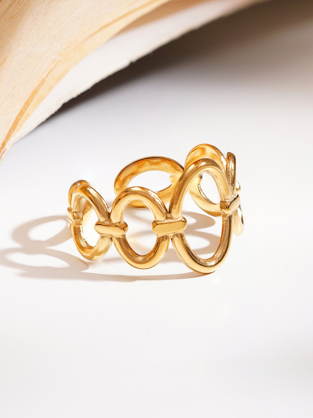 Demi Fine 18K Gold Plated Stainless steel Linked Oval Statement Ring
