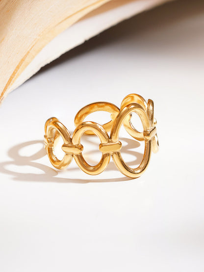 Demi Fine 18K Gold Plated Stainless steel Linked Oval Statement Ring