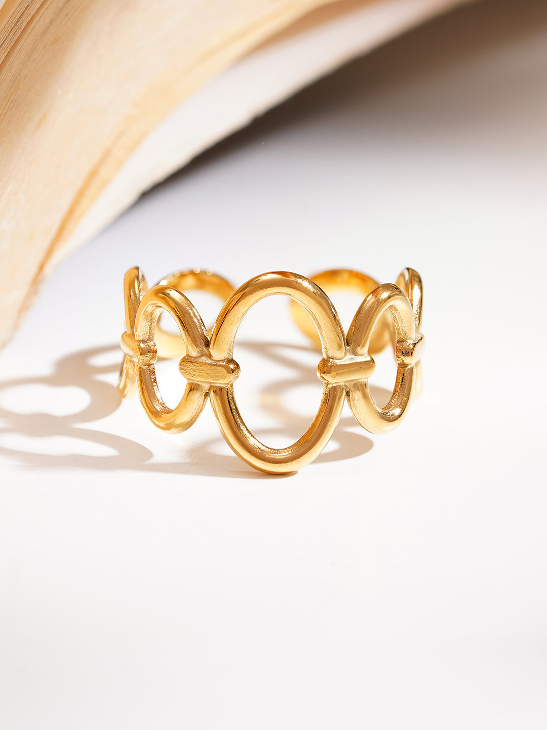 Demi Fine 18K Gold Plated Stainless steel Linked Oval Statement Ring