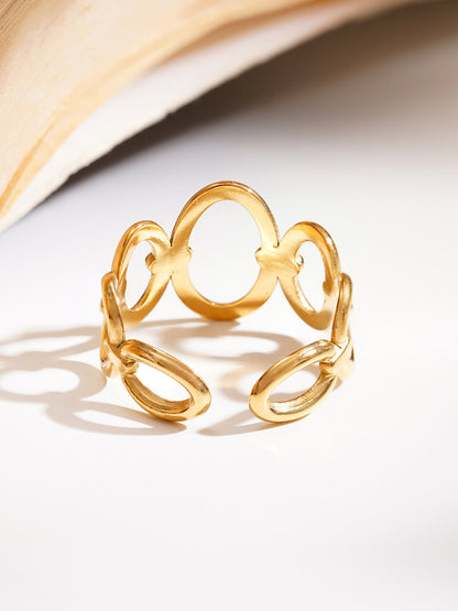 Demi Fine 18K Gold Plated Stainless steel Linked Oval Statement Ring