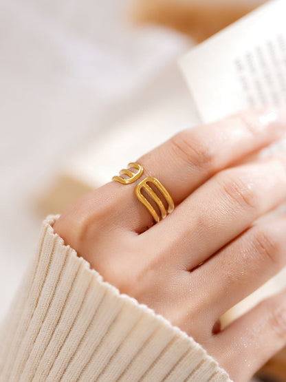 Demi Fine 18K Gold Plated Stainless steel Minimal Multi Band Ring