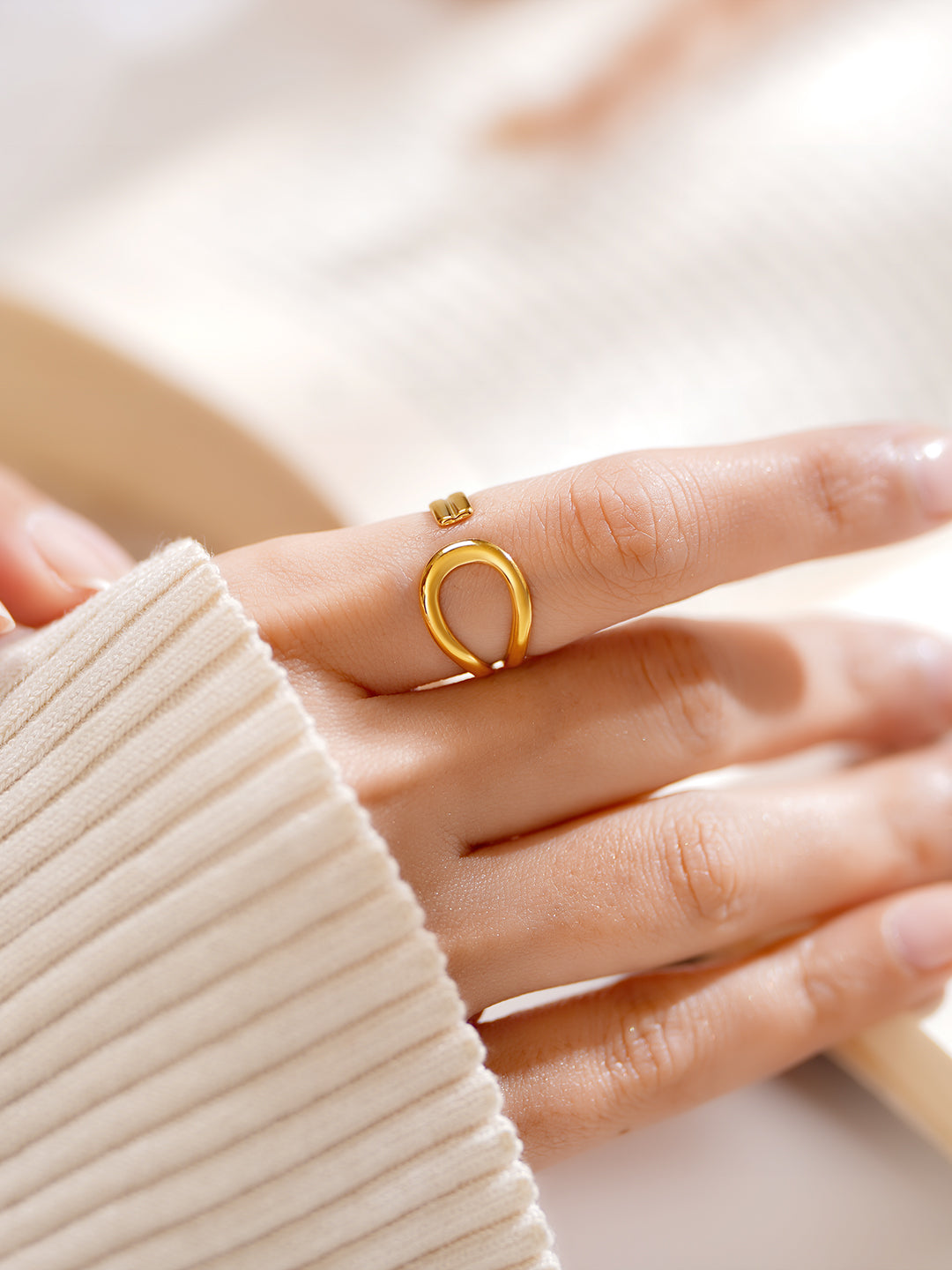 Demi Fine 18K Gold Plated Stainless steel Fluid Loop Statement Ring