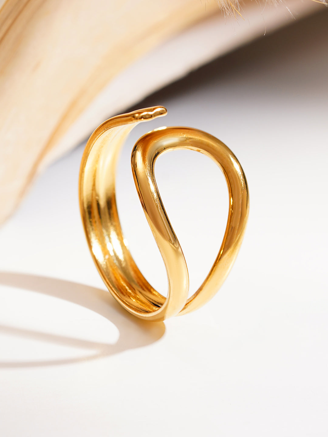Demi Fine 18K Gold Plated Stainless steel Fluid Loop Statement Ring