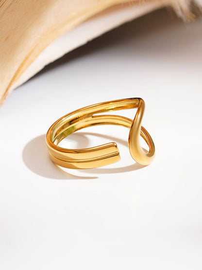 Demi Fine 18K Gold Plated Stainless steel Fluid Loop Statement Ring