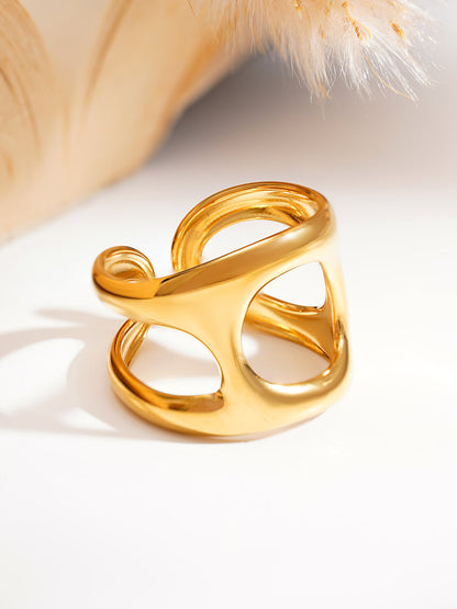 Demi Fine 18K Gold Plated Stainless steel Sculpted Statement Open Ring