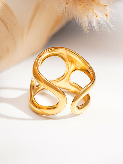 Demi Fine 18K Gold Plated Stainless steel Sculpted Statement Open Ring