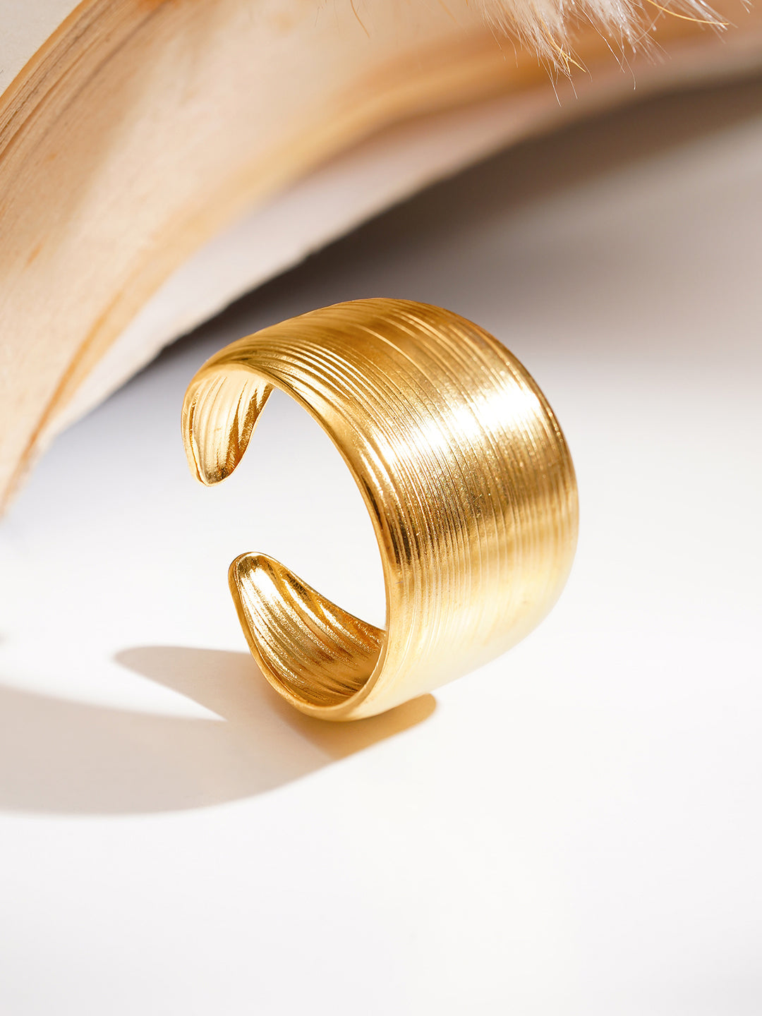 Demi Fine 18K Gold Plated Stainless steel Bold Ribbed Statement Ring