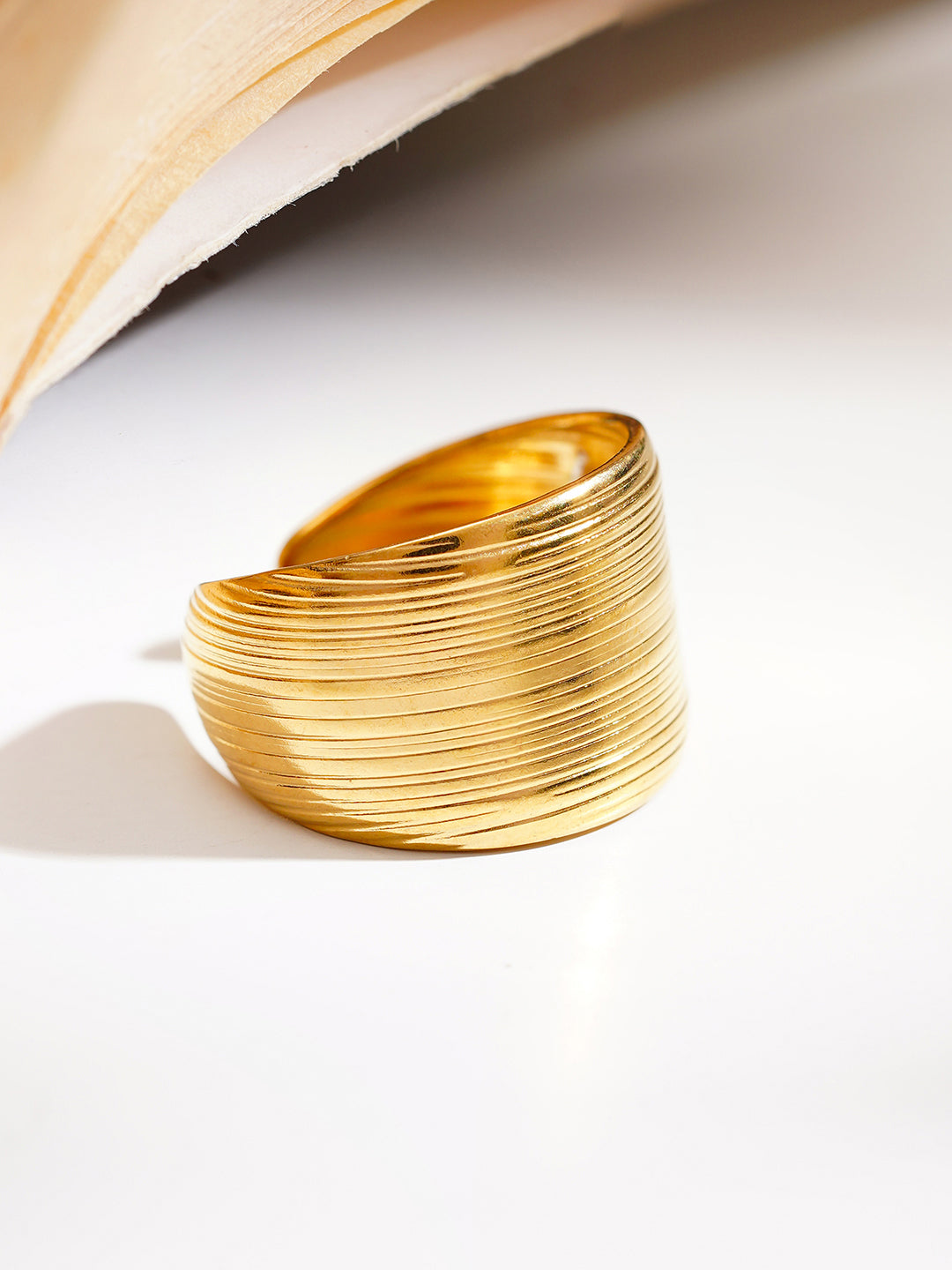 Demi Fine 18K Gold Plated Stainless steel Bold Ribbed Statement Ring