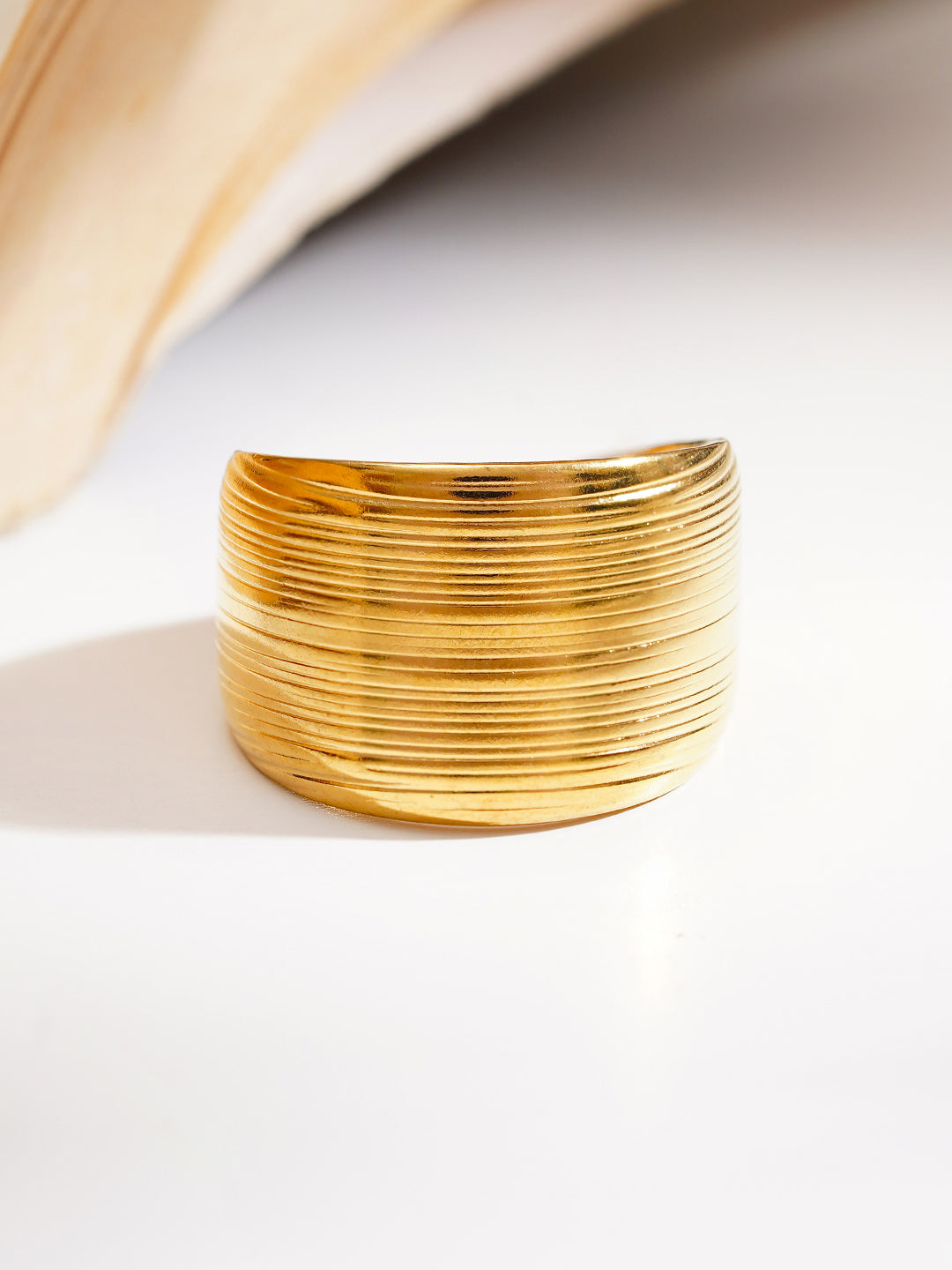 Demi Fine 18K Gold Plated Stainless steel Bold Ribbed Statement Ring