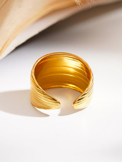 Demi Fine 18K Gold Plated Stainless steel Bold Ribbed Statement Ring
