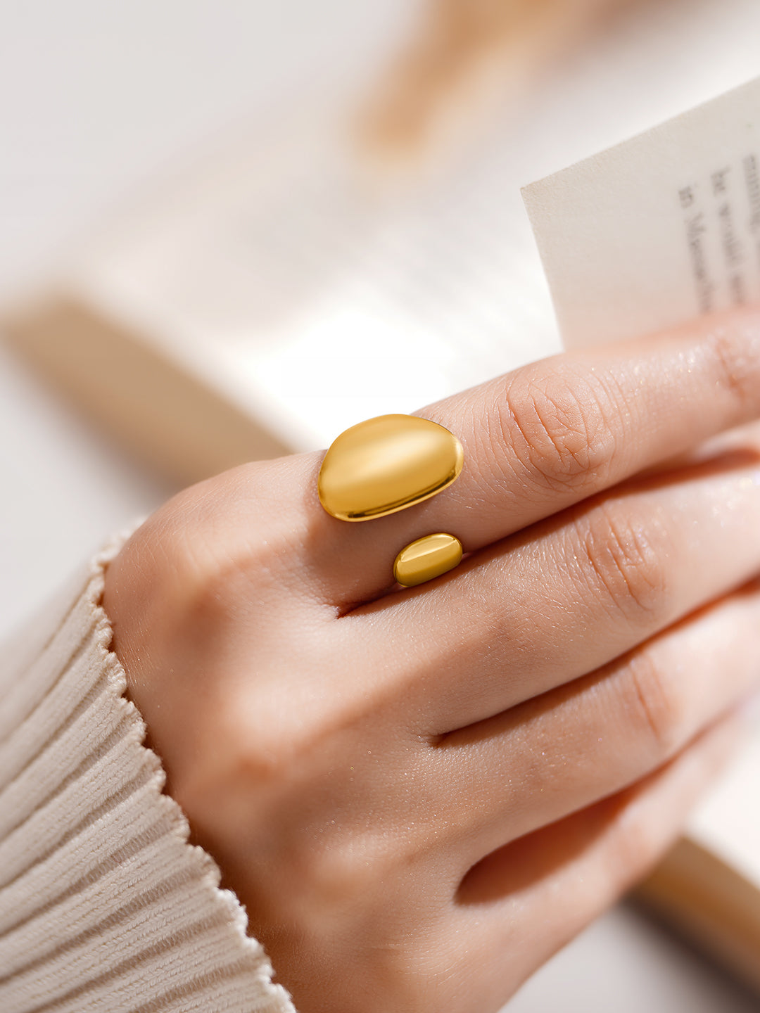 Demi Fine 18K Gold Plated Stainless steel Dual Disc Statement Ring