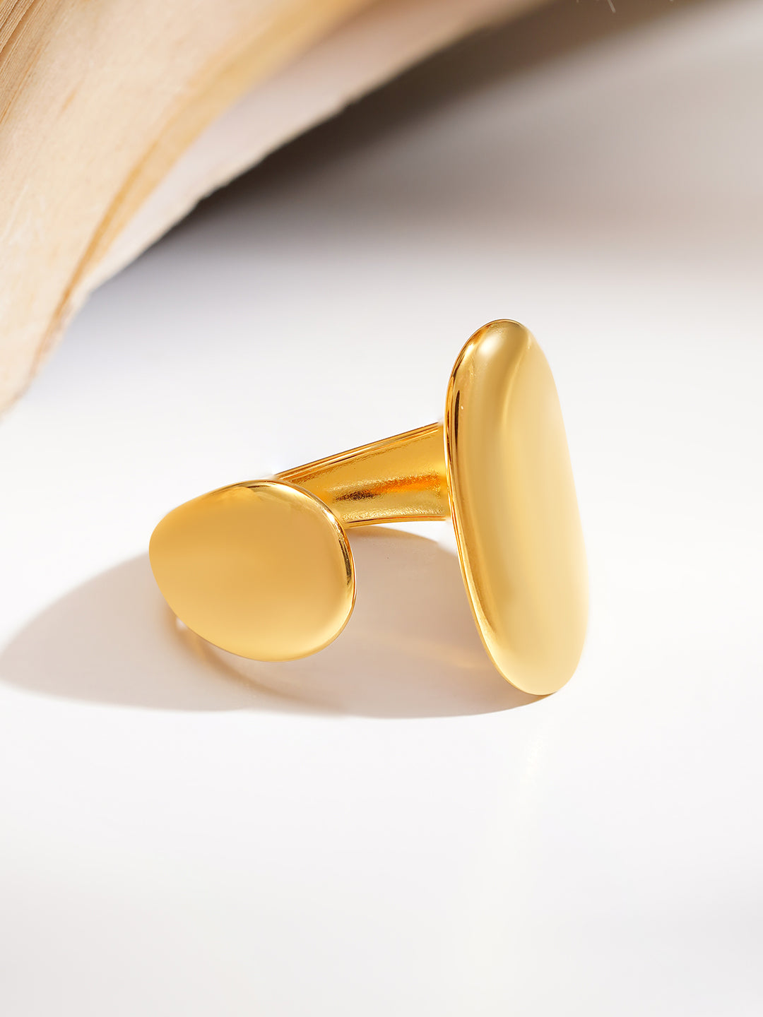 Demi Fine 18K Gold Plated Stainless steel Dual Disc Statement Ring