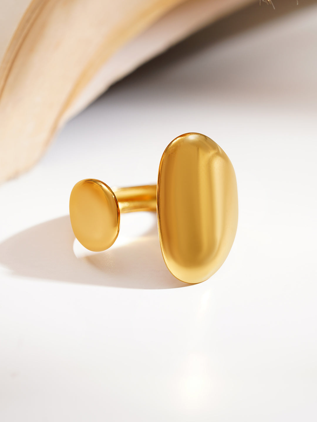 Demi Fine 18K Gold Plated Stainless steel Dual Disc Statement Ring