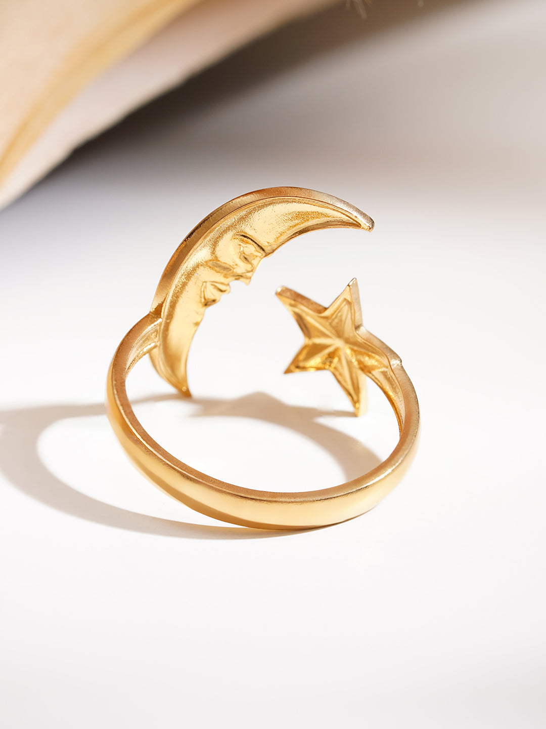 Demi Fine 18K Gold Plated Stainless steel Celestial Moon Star Open Ring