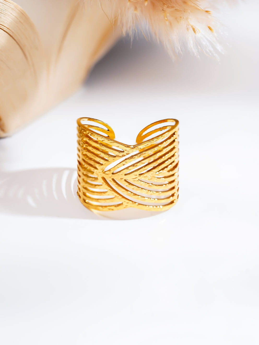 Demi Fine 18K Gold Plated Stainless steel Luxe Curve Gold Ring