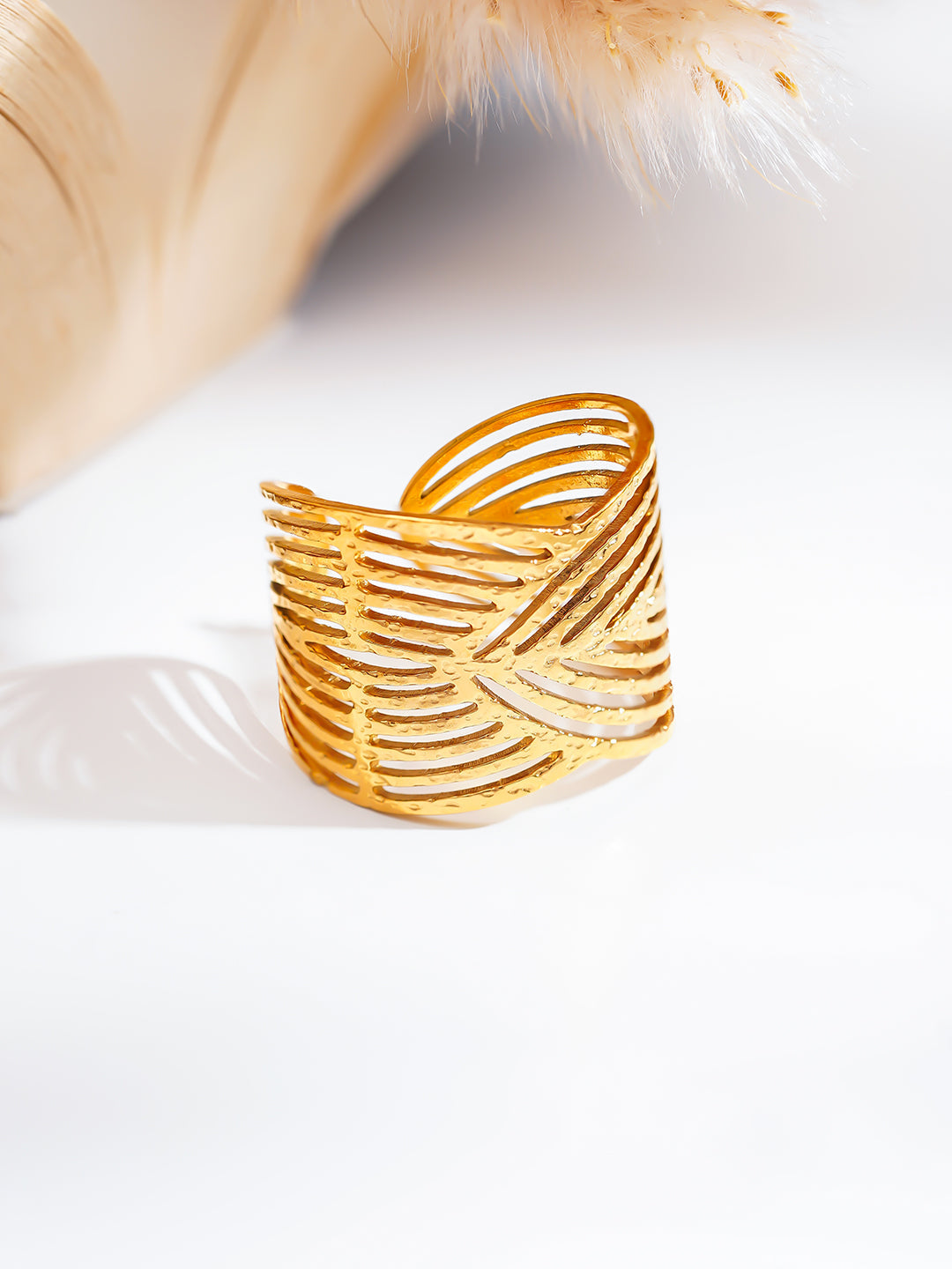 Demi Fine 18K Gold Plated Stainless steel Luxe Curve Gold Ring