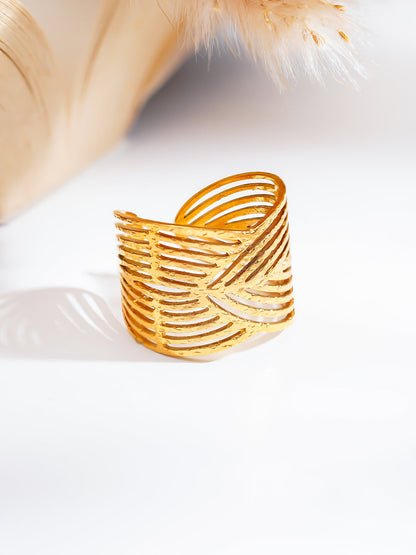Demi Fine 18K Gold Plated Stainless steel Luxe Curve Gold Ring