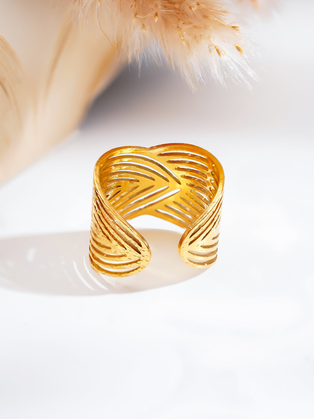 Demi Fine 18K Gold Plated Stainless steel Luxe Curve Gold Ring
