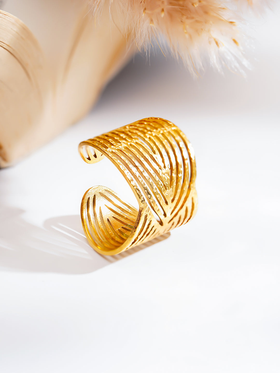 Demi Fine 18K Gold Plated Stainless steel Luxe Curve Gold Ring