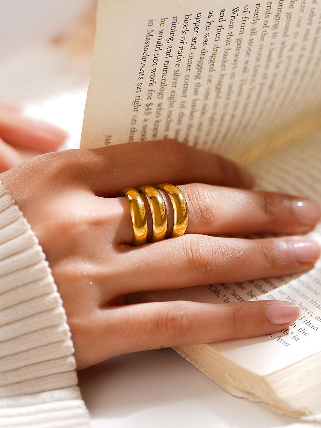 Demi Fine 18K Gold Plated Stainless steel Power Glow Statement Ring