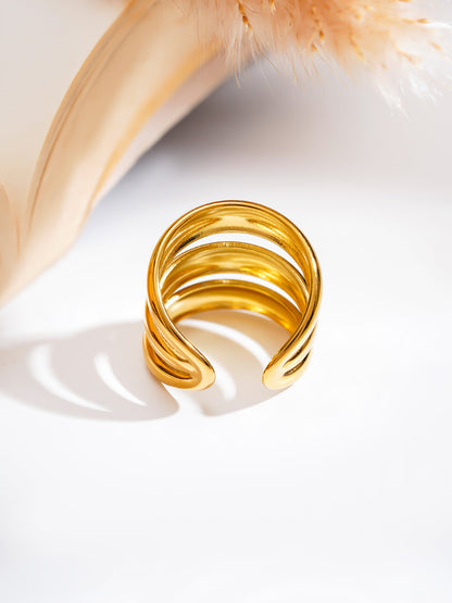 Demi Fine 18K Gold Plated Stainless steel Power Glow Statement Ring