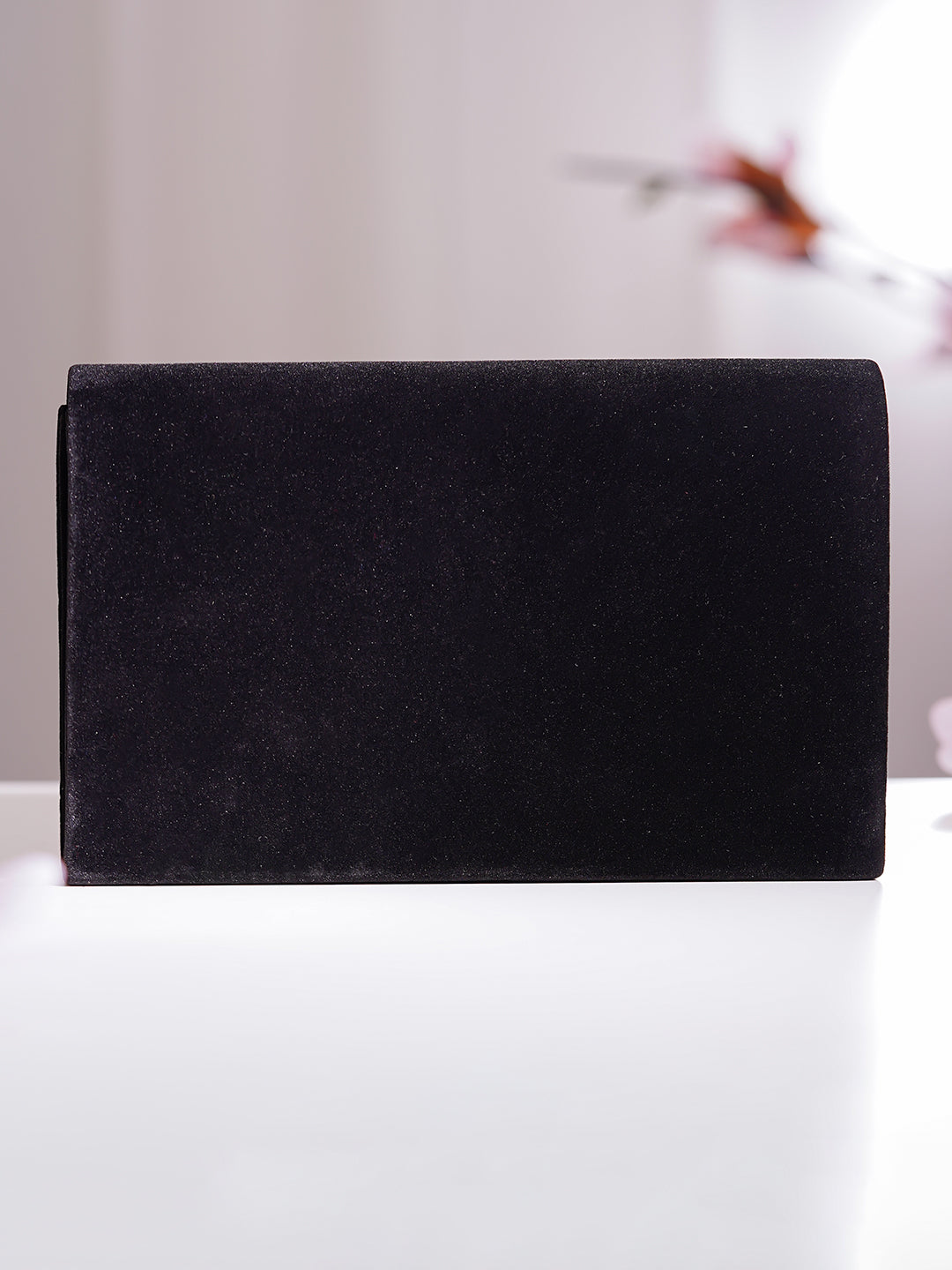 Black Metallic Envelope Clutch Handbag