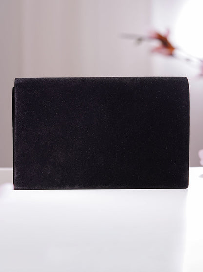 Black Metallic Envelope Clutch Handbag