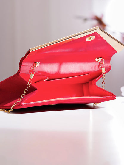 Red Metallic Envelope Clutch Handbag