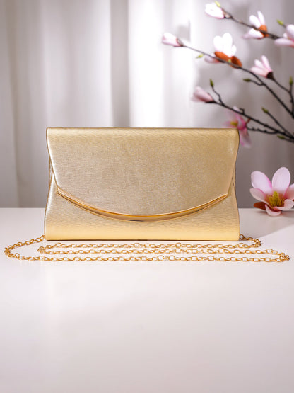 Gold Metallic Envelope Clutch Handbag