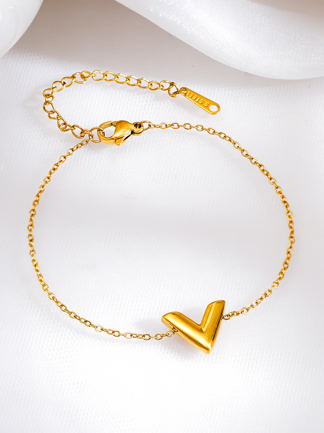 Demi Fine 18K Gold Plated Stainless steel Chevron V Shape Link Chain Bracelet