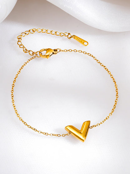 Demi Fine 18K Gold Plated Stainless steel Chevron V Shape Link Chain Bracelet
