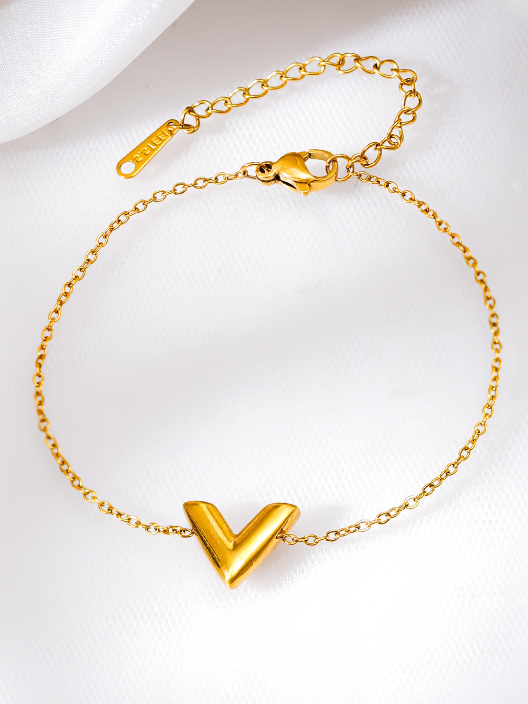 Demi Fine 18K Gold Plated Stainless steel Chevron V Shape Link Chain Bracelet