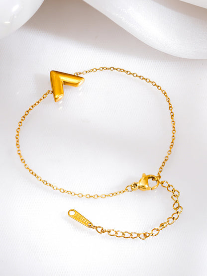 Demi Fine 18K Gold Plated Stainless steel Chevron V Shape Link Chain Bracelet