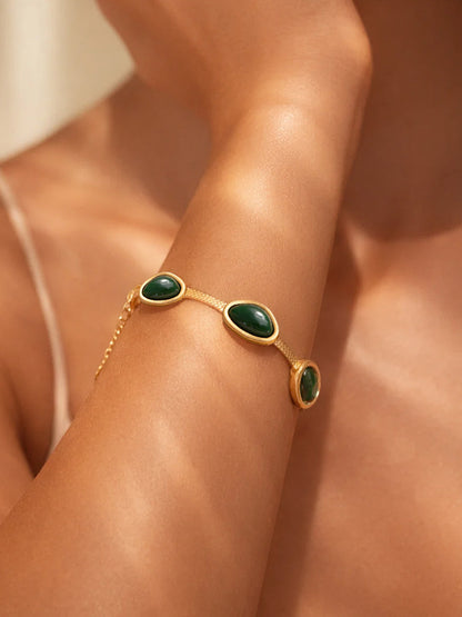 Demi Fine 18K Gold Plated Stainless steel Emerald Statement Chain Bracelet