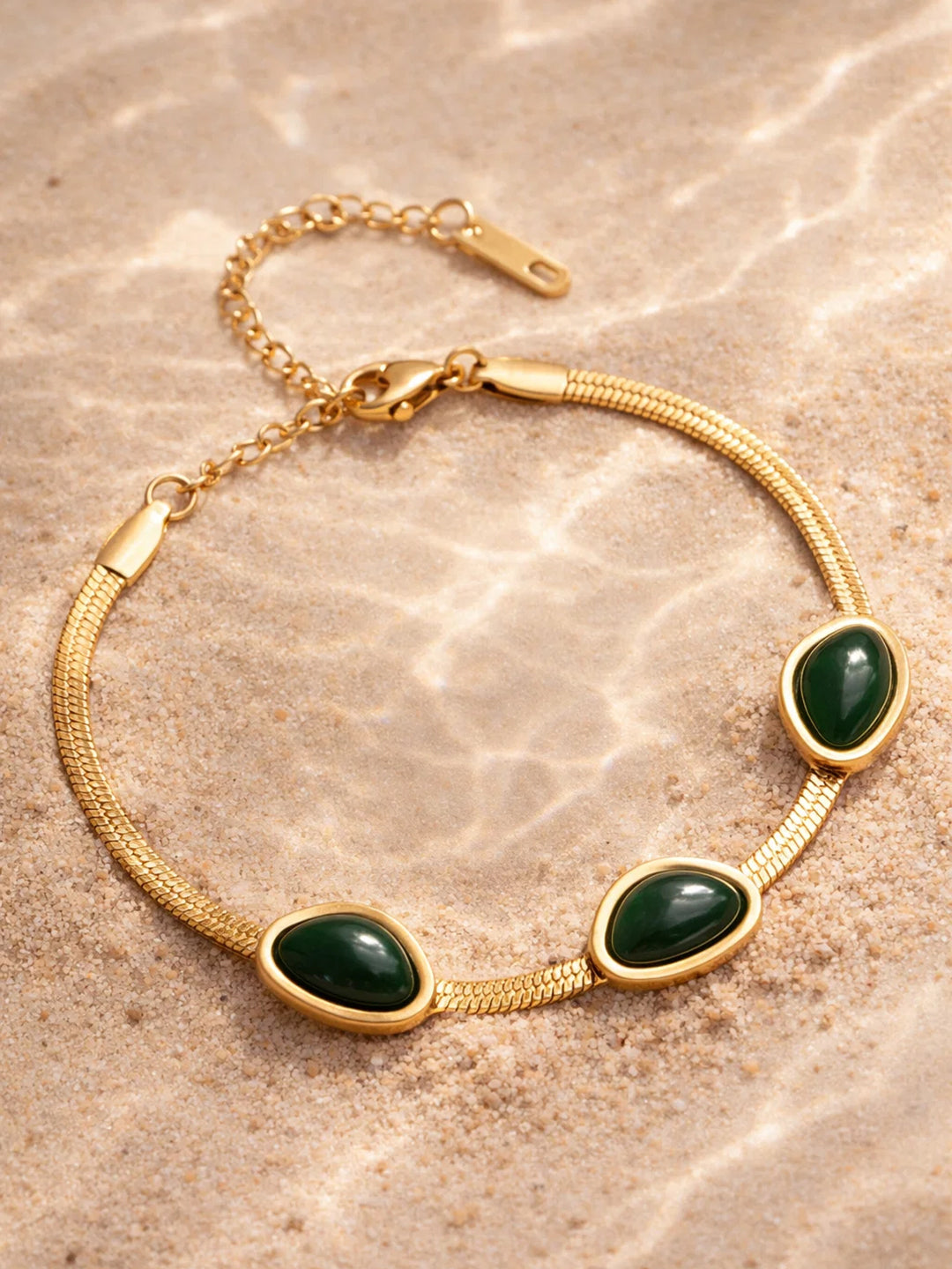 Demi Fine 18K Gold Plated Stainless steel Emerald Statement Chain Bracelet