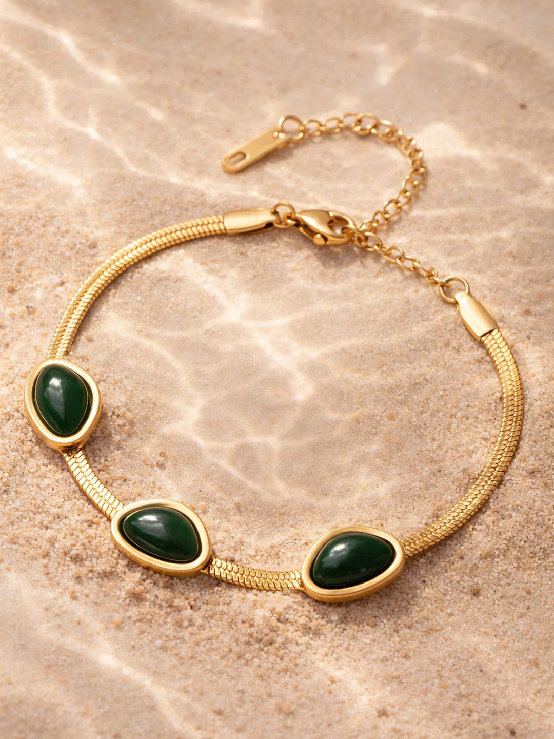 Demi Fine 18K Gold Plated Stainless steel Emerald Statement Chain Bracelet