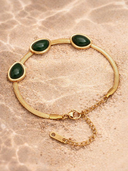 Demi Fine 18K Gold Plated Stainless steel Emerald Statement Chain Bracelet