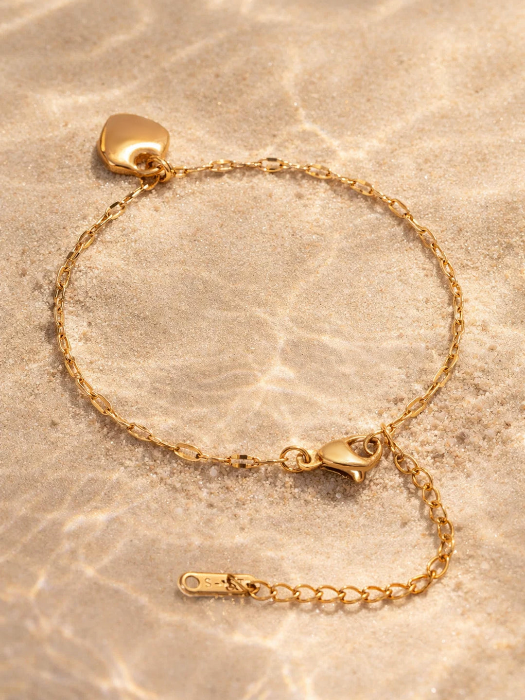 Demi Fine 18K Gold Plated Stainless steel Heart Twisted Chain Bracelet