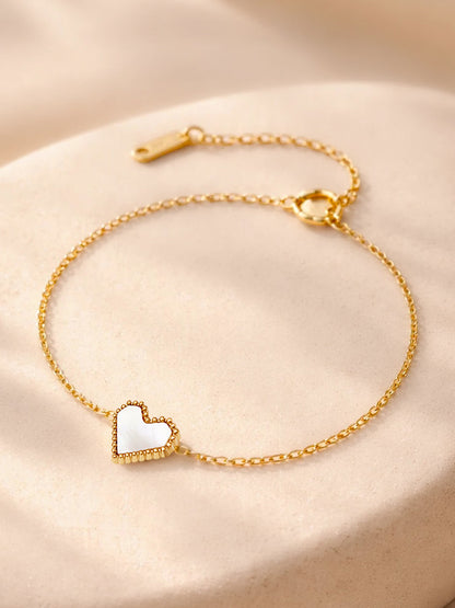 Demi Fine 18K Gold Plated Stainless steel Minimal Heart Chain Bracelet