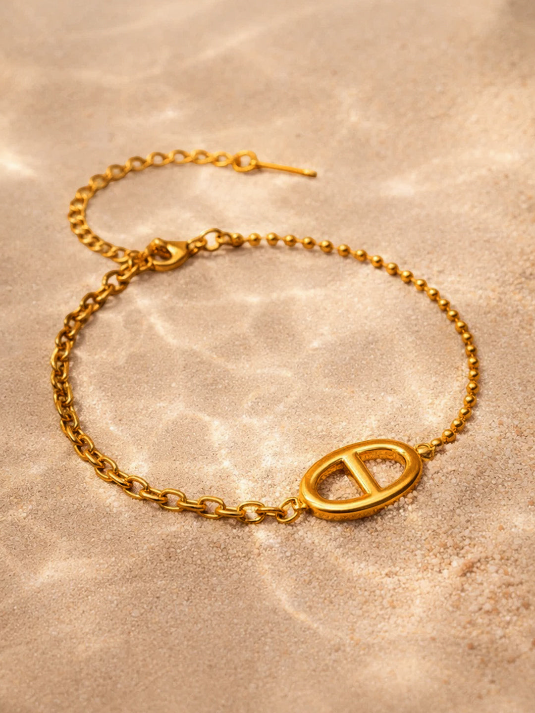 Demi Fine 18K Gold Plated Stainless steel Oval Loop Link Chain Bracelet