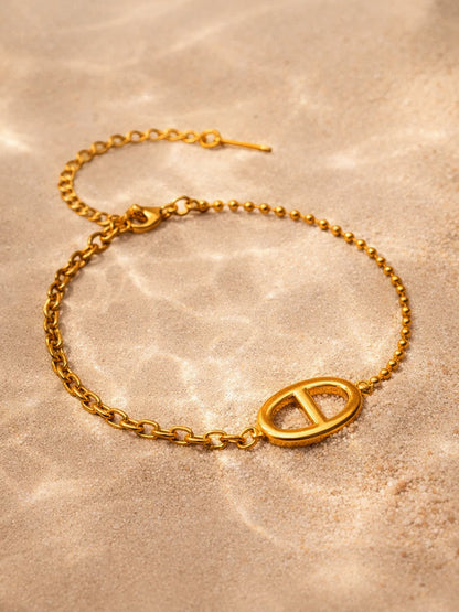 Demi Fine 18K Gold Plated Stainless steel Oval Loop Link Chain Bracelet
