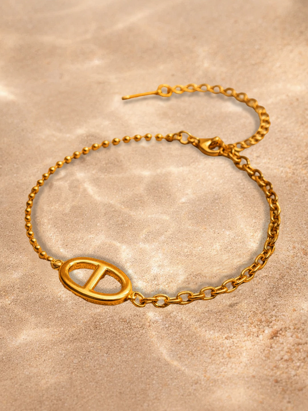 Demi Fine 18K Gold Plated Stainless steel Oval Loop Link Chain Bracelet