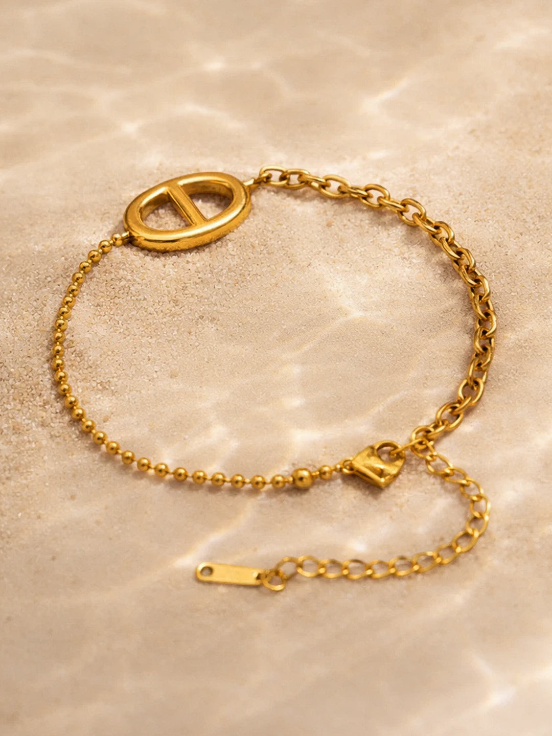 Demi Fine 18K Gold Plated Stainless steel Oval Loop Link Chain Bracelet