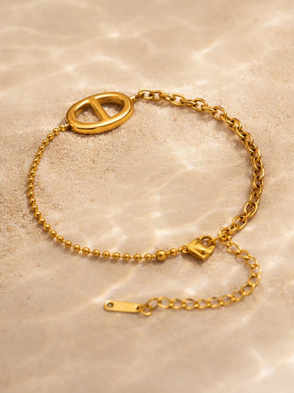 Demi Fine 18K Gold Plated Stainless steel Oval Loop Link Chain Bracelet