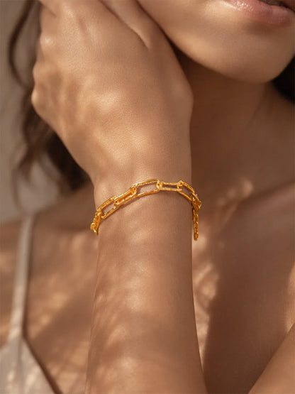 Demi Fine 18K Gold Plated Stainless steel Link Chain Statement Bracelet