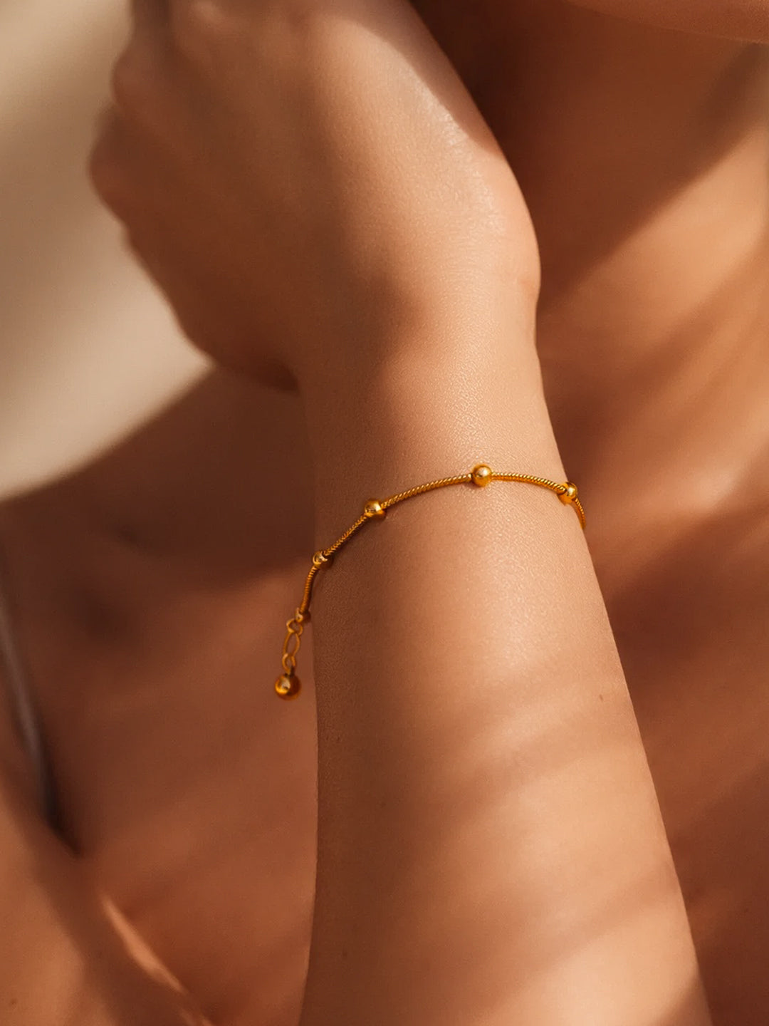 Demi Fine 18K Gold Plated Stainless steel Beaded Chain Bracelet