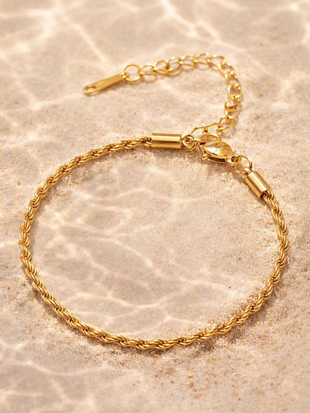 Demi Fine 18K Gold Plated Stainless steel Twisted Rope Chain Bracelet
